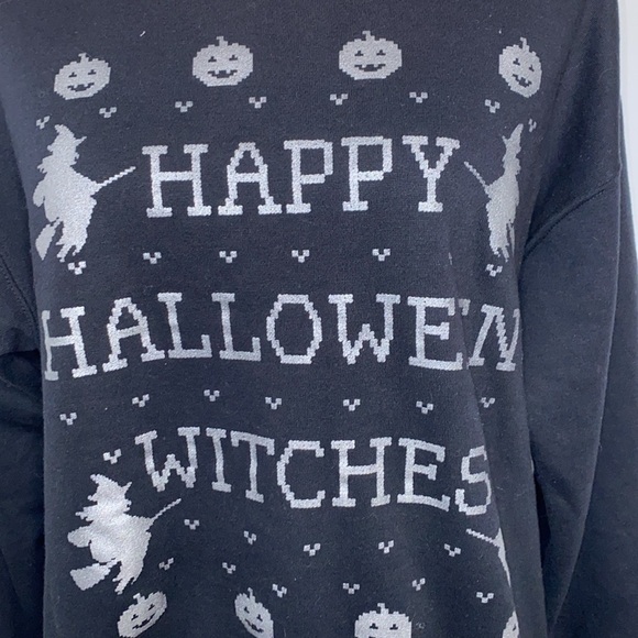 Women's Happy Halloween Witches Sloped Shoulder Sweatshirt Small - Picture 3 of 8